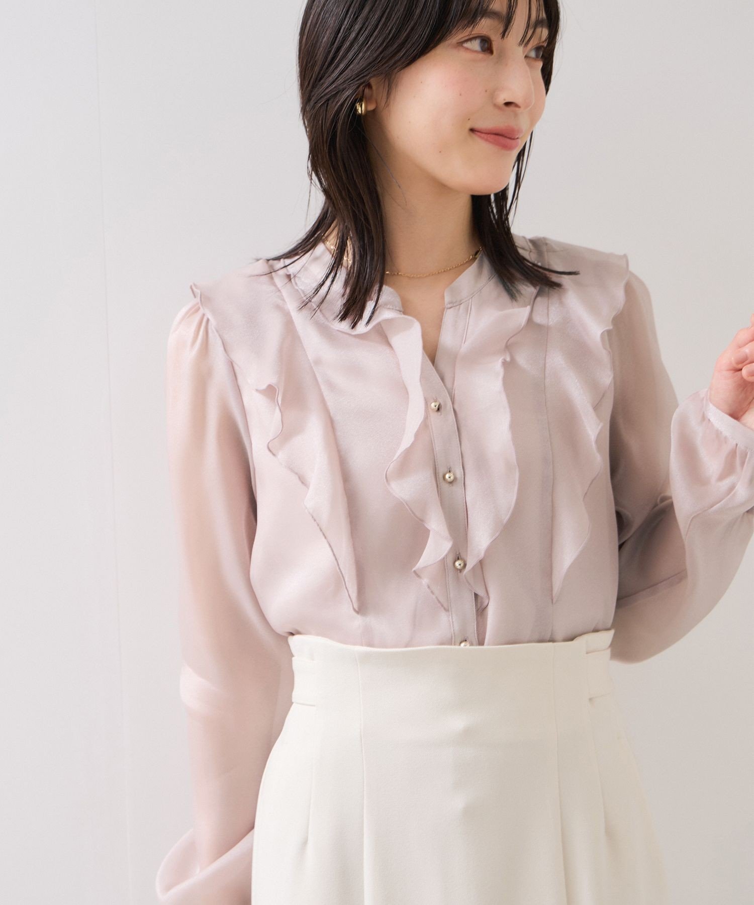 VIS｜シアーラッフルブラウス/イージーケア | Rakuten Fashion(楽天