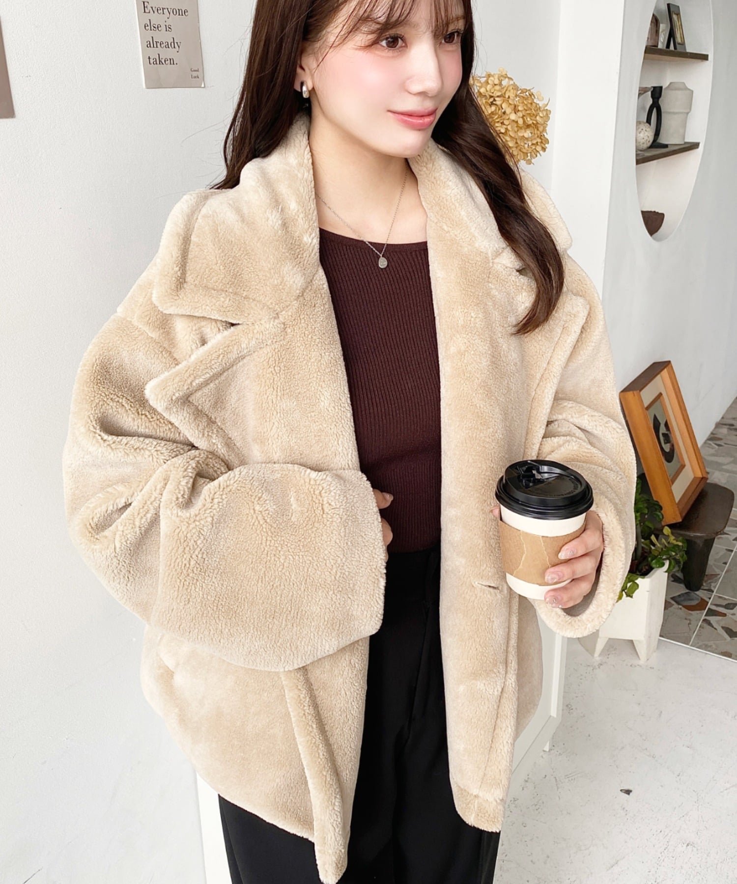 moment+｜ショート丈テディベアボアPコート ジャケット | Rakuten