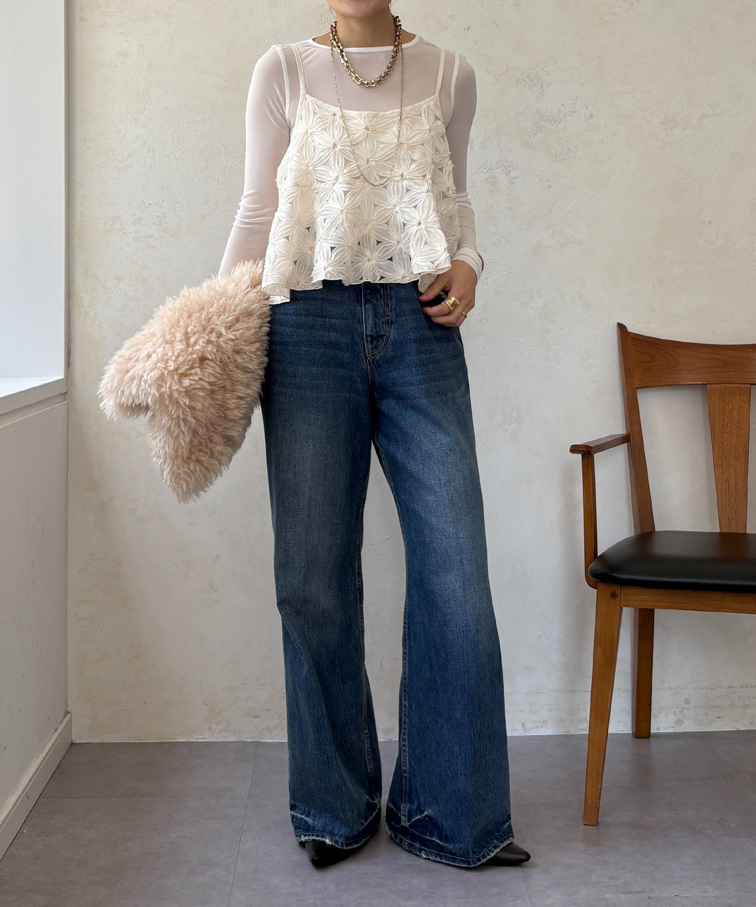 DOUDOU｜【WEB限定】チュールフラワーキャミ | Rakuten Fashion(楽天