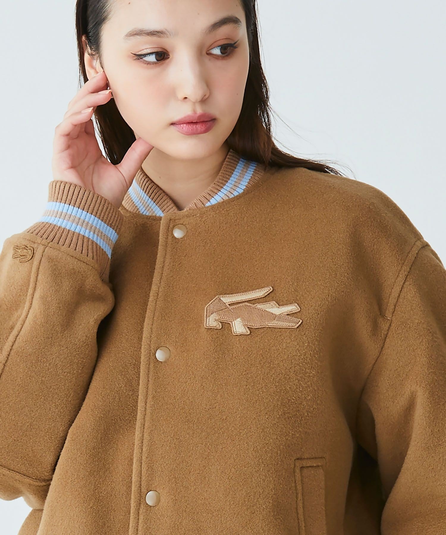 LACOSTE｜裏地キルティング ウールバーシティジャケット / スタジャン