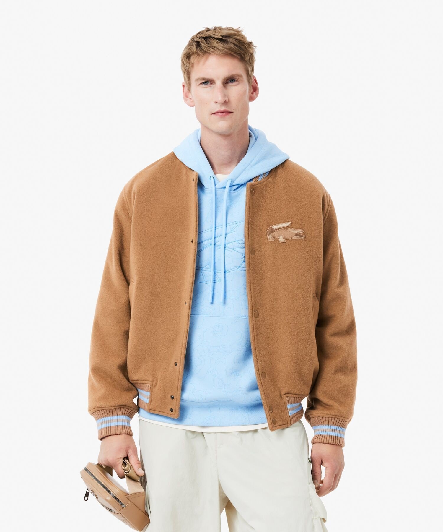 LACOSTE｜裏地キルティング ウールバーシティジャケット / スタジャン