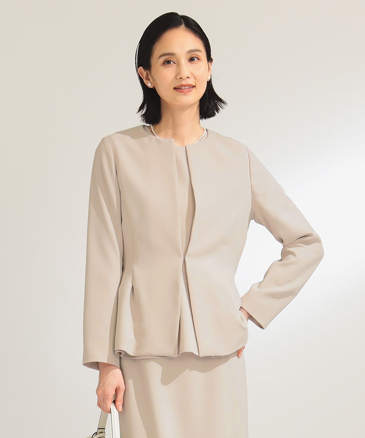 Demi-Luxe BEAMS｜＜セットアップ対応＞トリアセ ペプラムジャケット