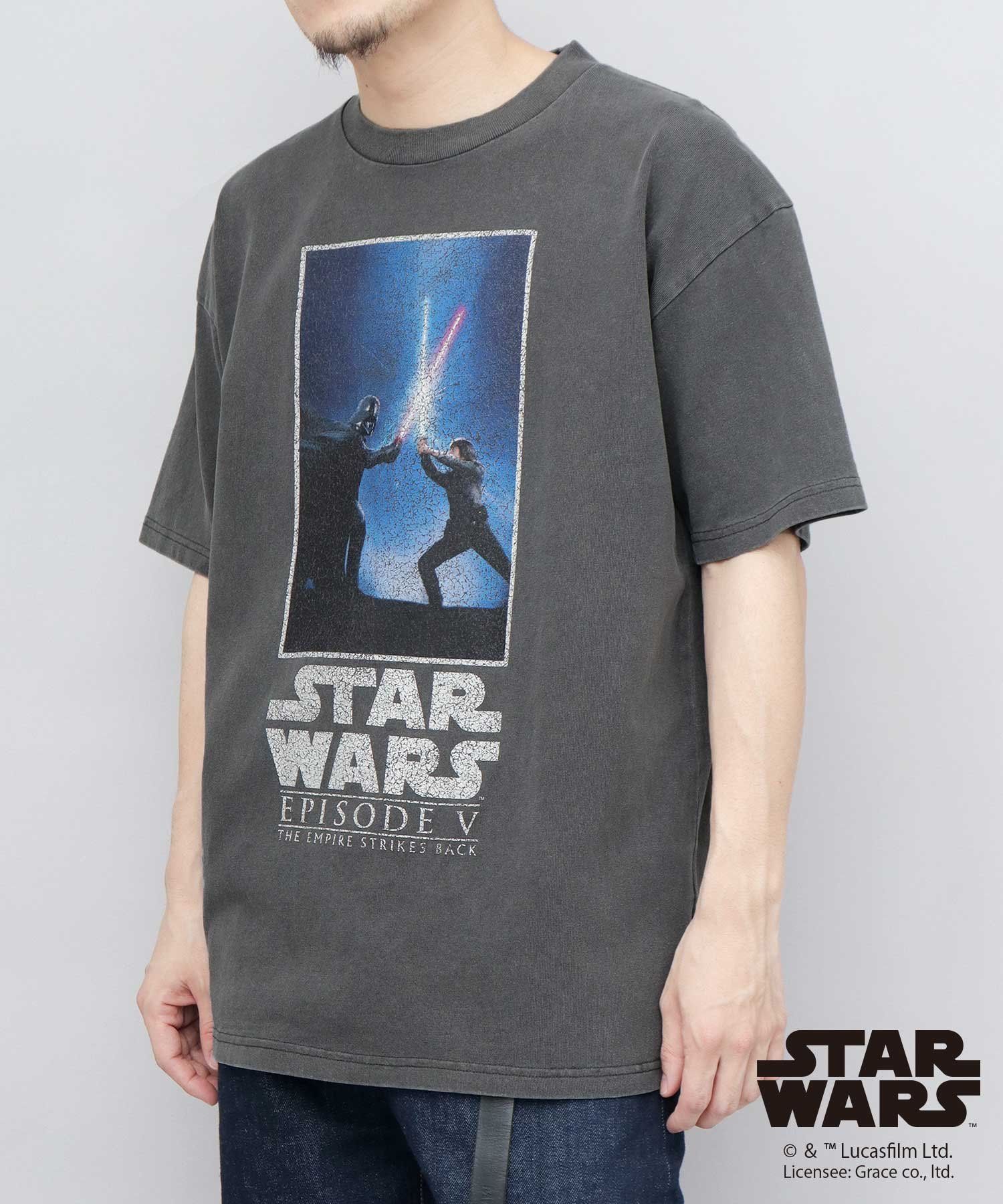 A.M.S.｜STAR WARS スター・ウォーズ Tシャツ 半袖 古着風 クラック