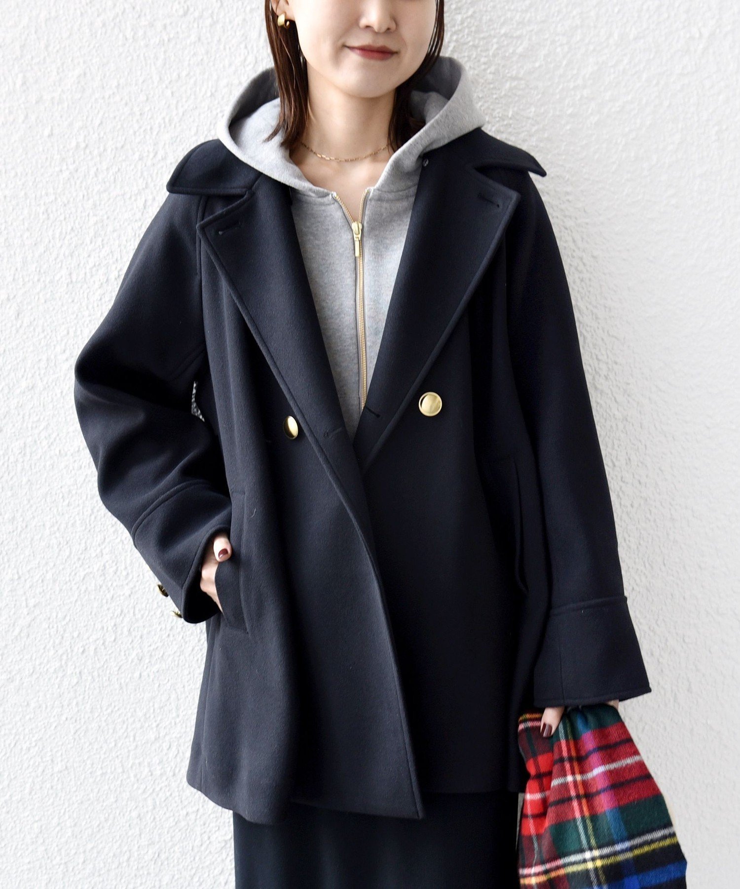 おれんじ様用 美品 SHIPS ハミルトン ウール 2WAY コート 36 SHIPS（シップス）の「 (-0333)HAMILTON LAMBS:2WAYフードコート