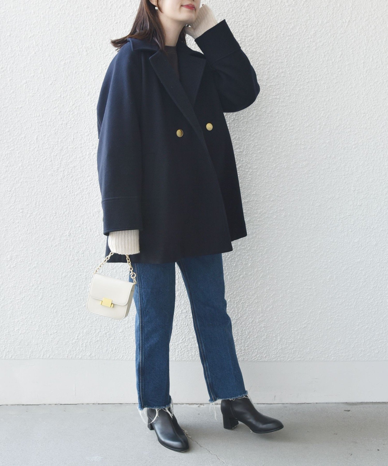 SHIPS新品 ウール ライク ジャージー メルトン 2WAY Pコート SHIPS｜【WEB限定】<手洗い可能>ウール ライク ジャージー メルトン