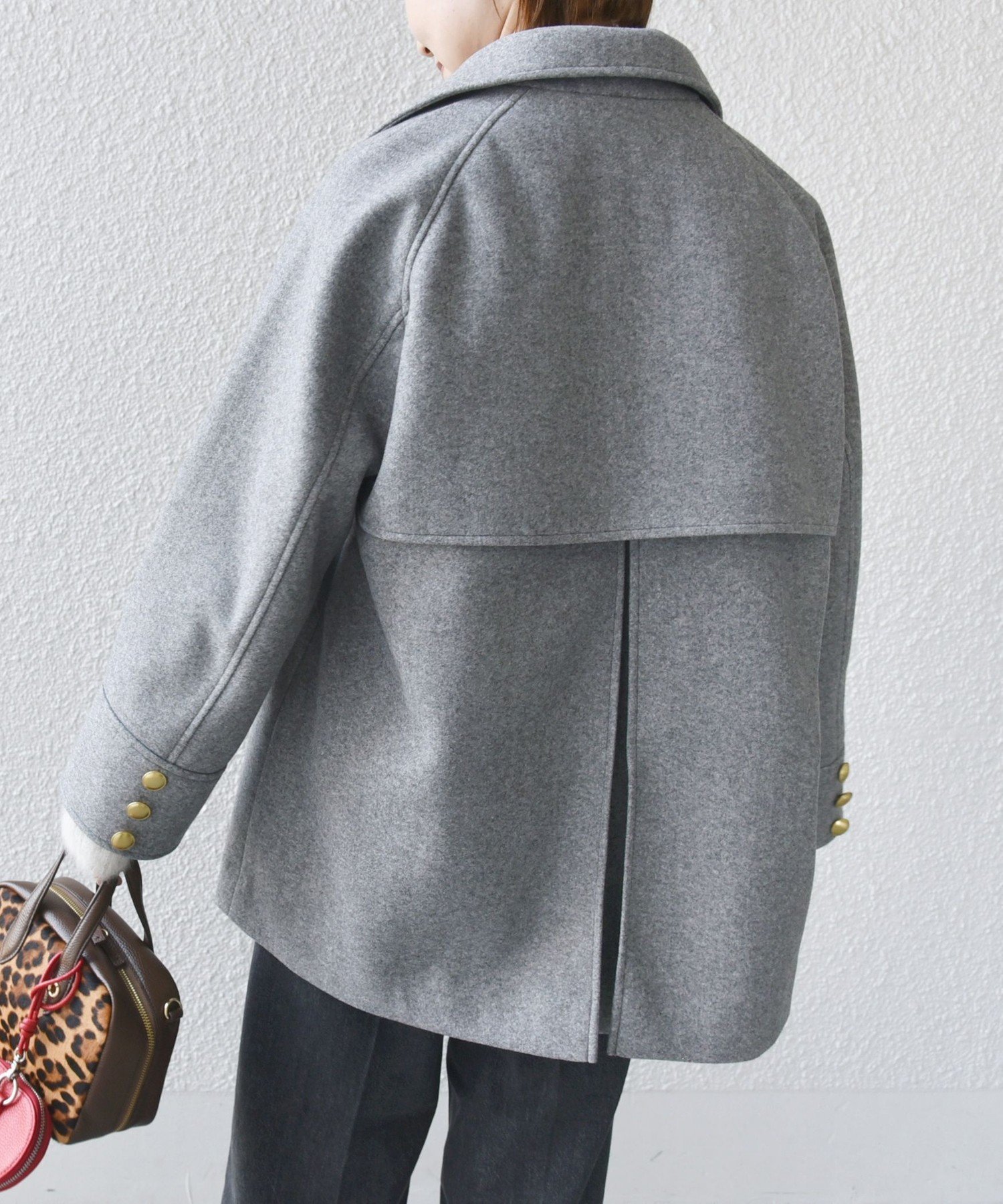 シップス　ウール ライク ジャージー メルトン　2WAY Pコート シップス SHIPS * 〈手洗い可能〉ウール ライク ジャージー メルトン