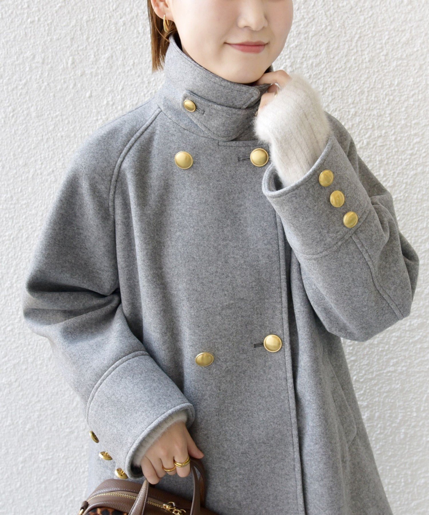 Reflect ウール混メルトンライクピーコート 7号チャコールグレー【未使用】 リフレクト Reflect 【WEB限定カラーあり】ウール混メルトンライク