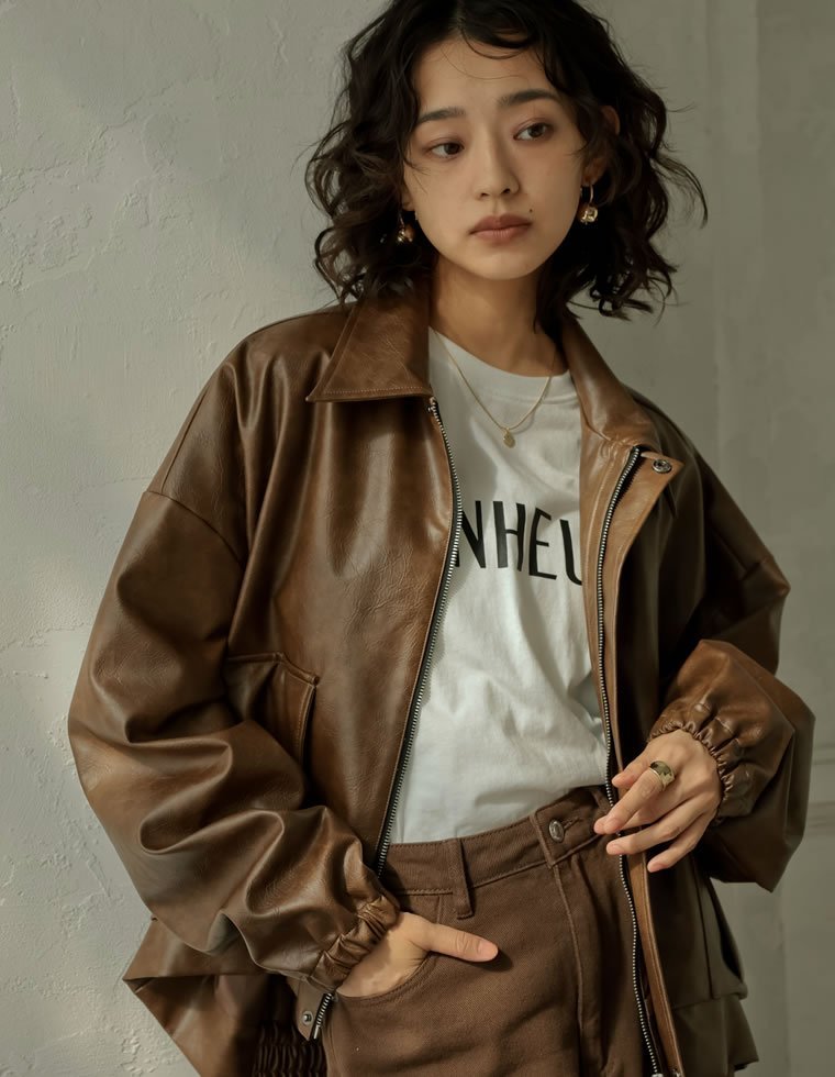 Re:EDIT｜フェイクレザージップブルゾン | Rakuten Fashion(楽天