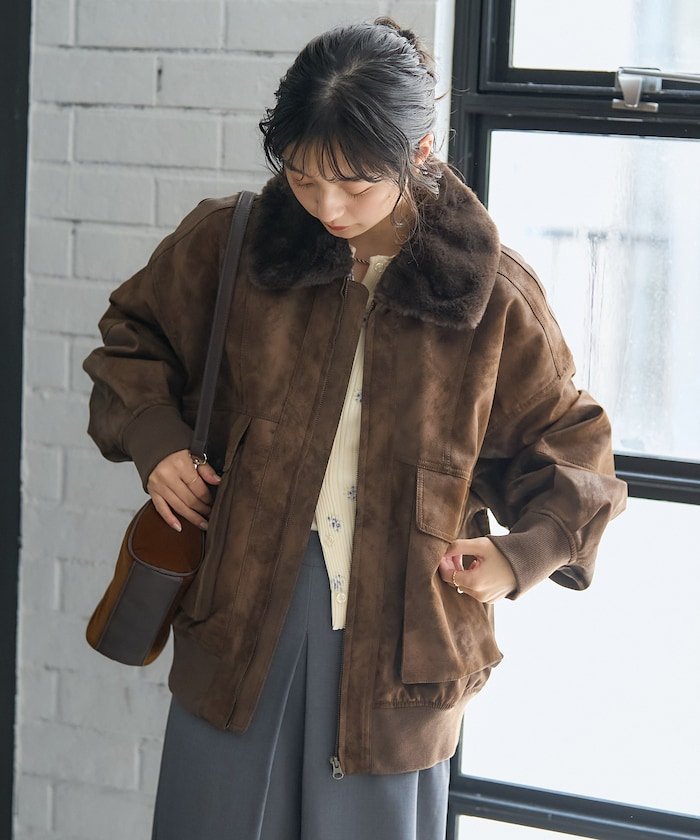 FREAK'S STORE｜2way フェード加工 ファー襟レザレットブルゾン 25AW