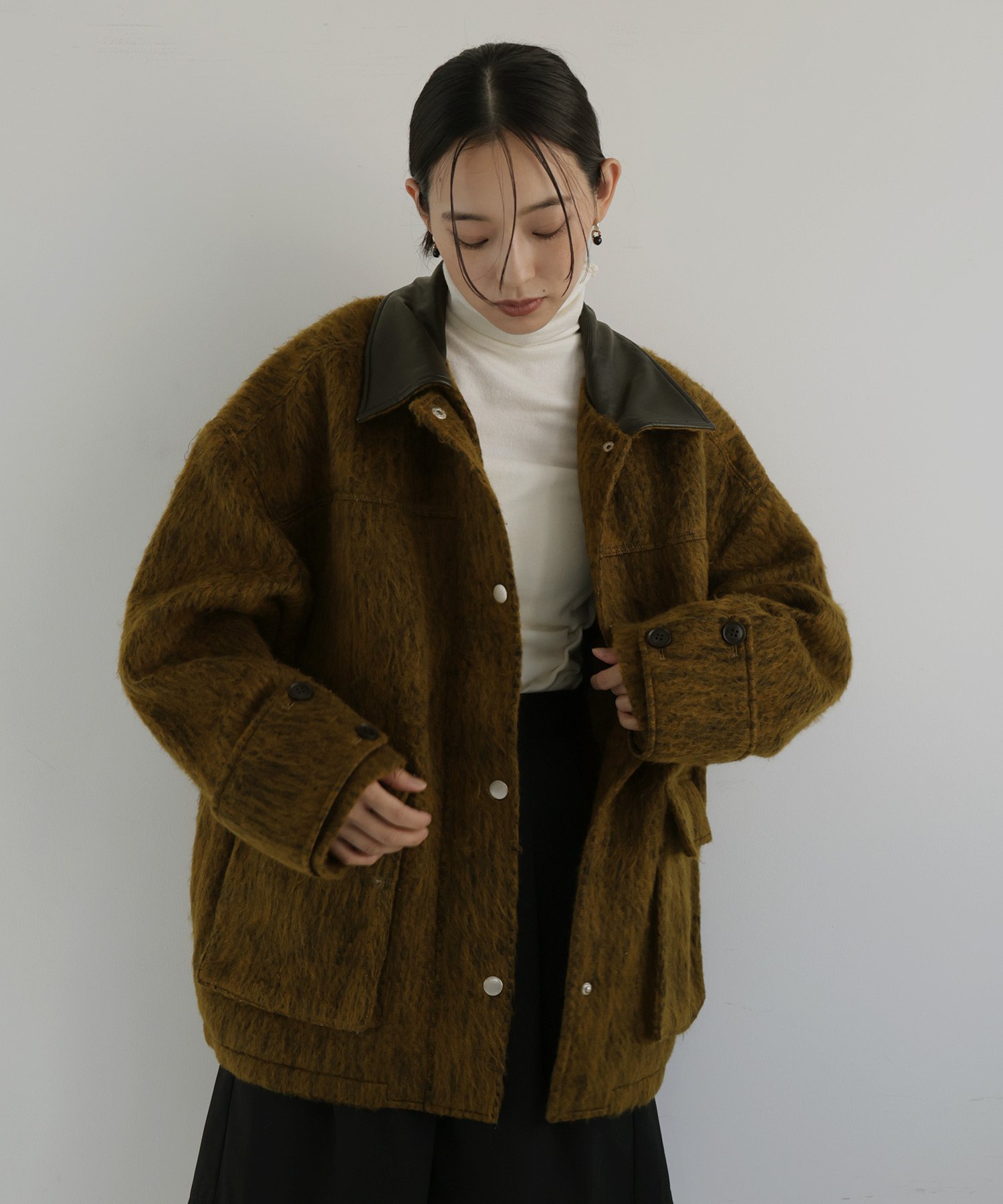 hellam｜レザーカラーシャギーコート | Rakuten Fashion(楽天