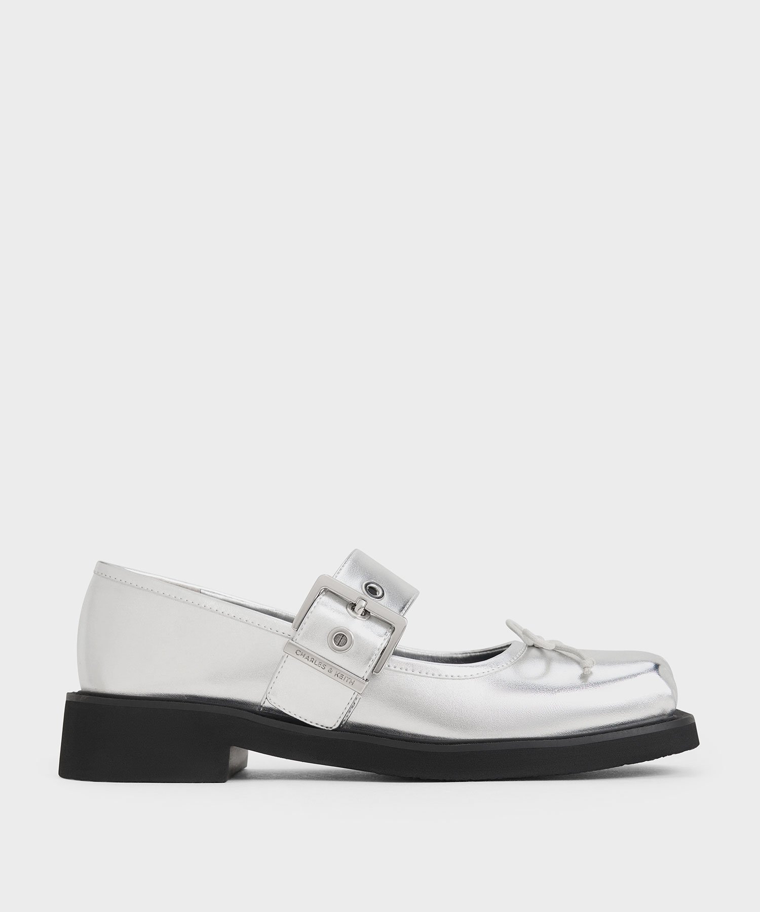 CHARLES & KEITH｜スクエアトゥ ボウバックルメリージェーン 【再入荷