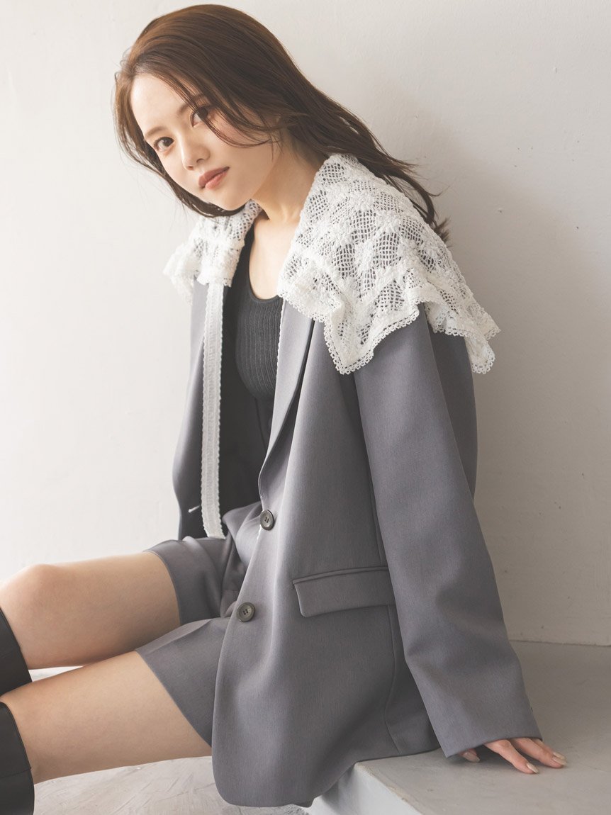 SNIDEL｜レースカラーテーラードジャケット | Rakuten Fashion(楽天