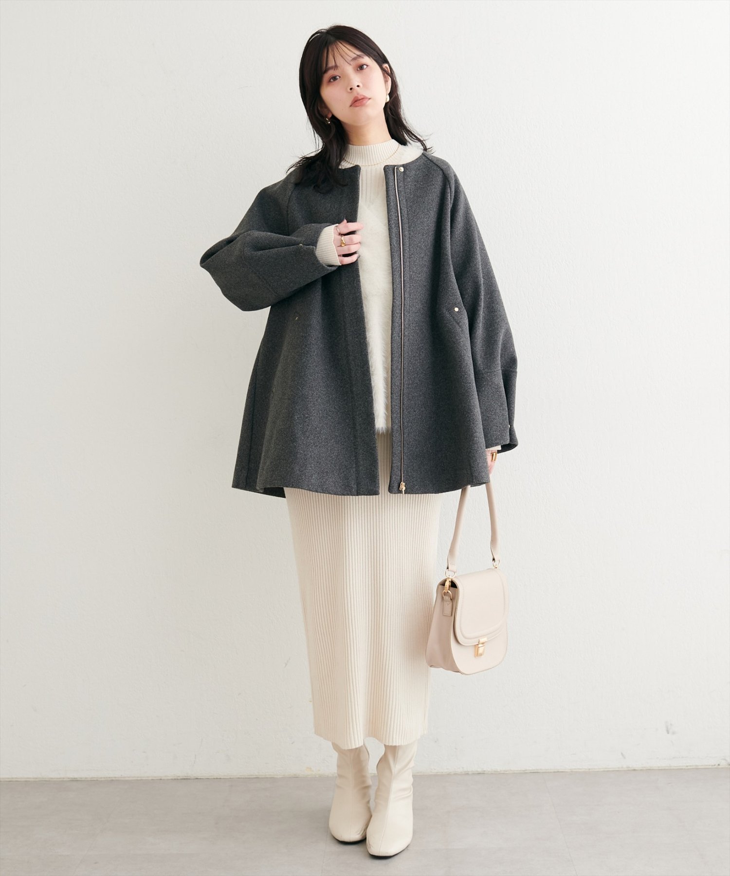 新品タグ付き ナチュラルクチュール☆〈osono〉２WAYノーカラーコート セール】〈osono〉2WAYノーカラーコート（ノーカラーコート