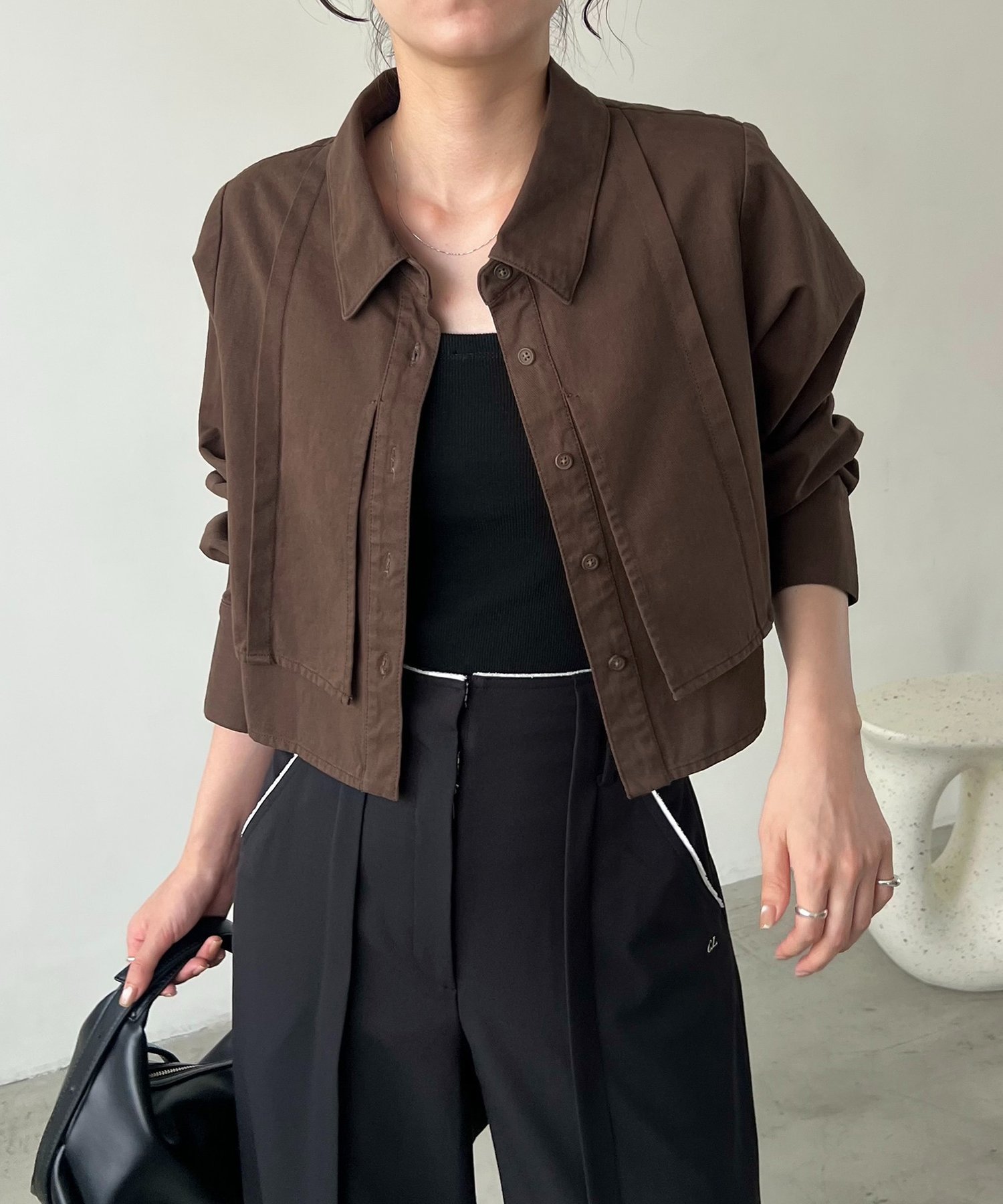 CAPRICIEUX LE'MAGE｜【セットアップ対応】コットンクロップシャツ