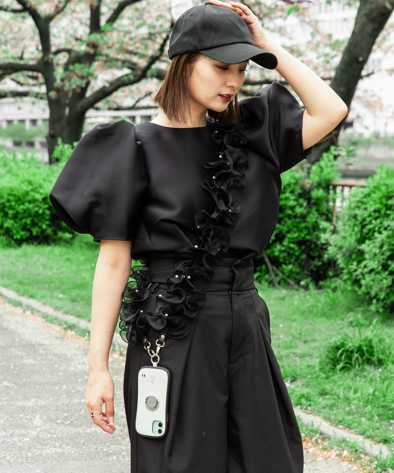 DEVICE｜Rename チュールフリル シアー ファー スマホショルダー