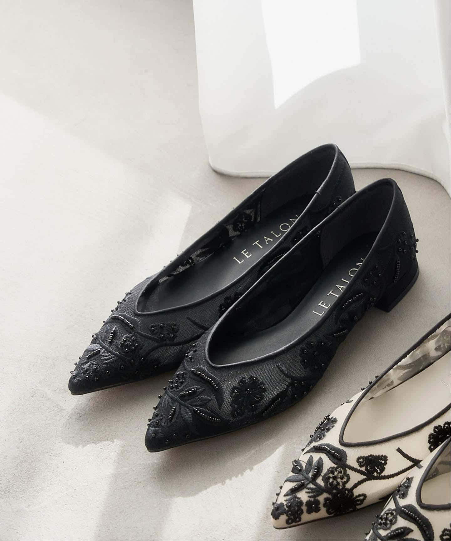 楽天市場】le talon ポインテッドサシメッシュフラットの通販