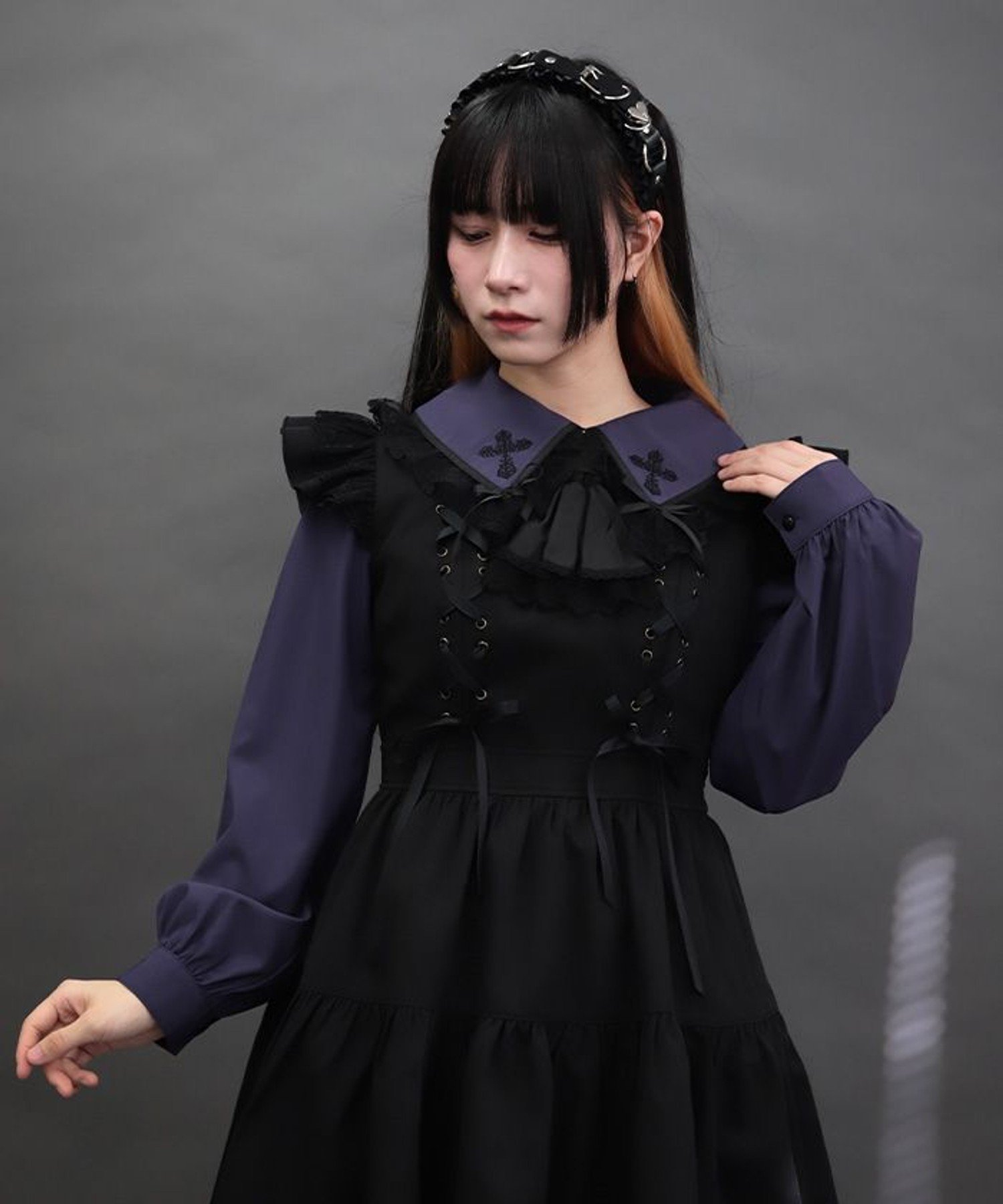 axes femme｜クロス刺繍ビッグ襟ブラウス | Rakuten Fashion(楽天