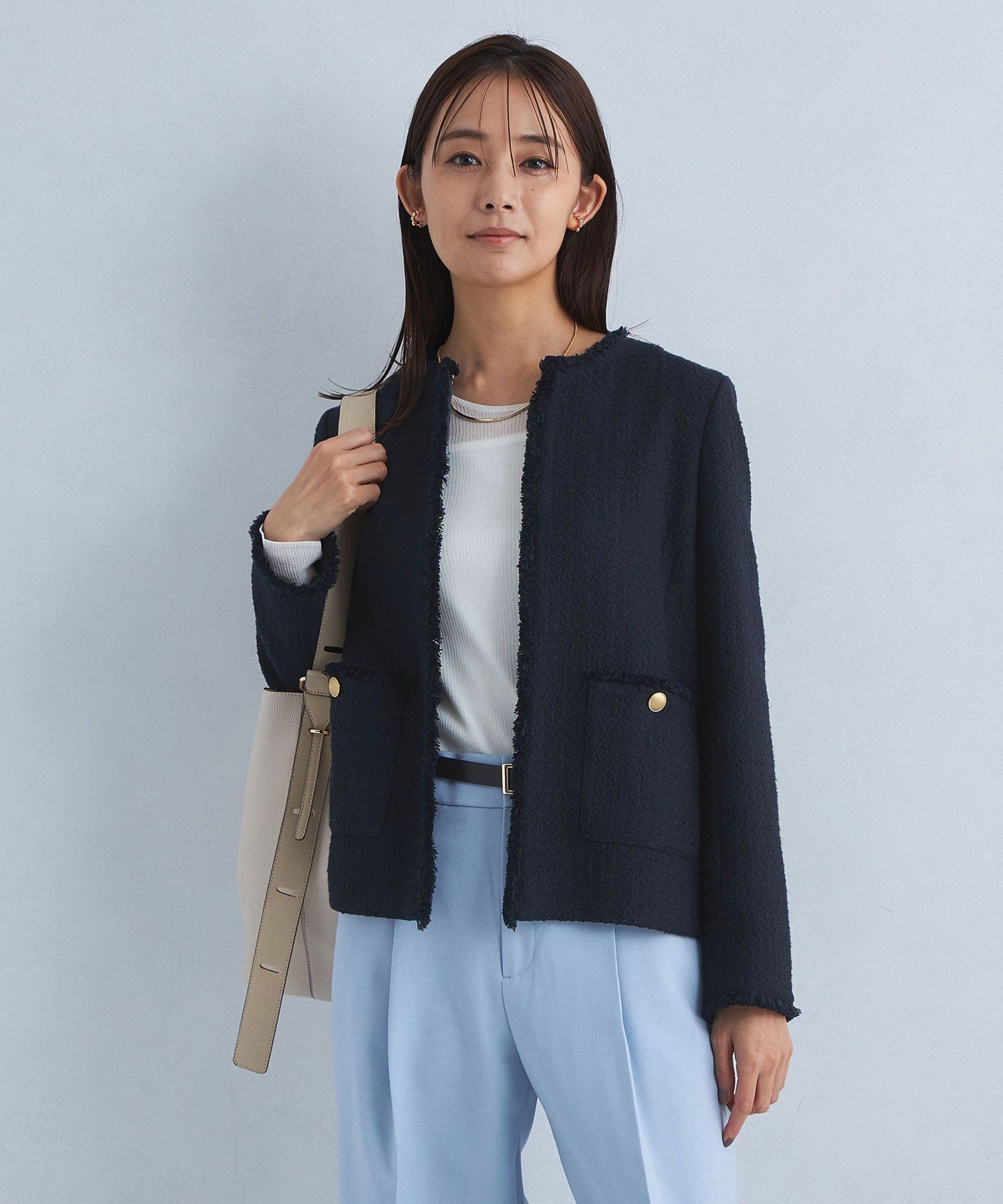 UNITED ARROWS LTD. OUTLET｜ツイードライク ノーカラー ジャケット