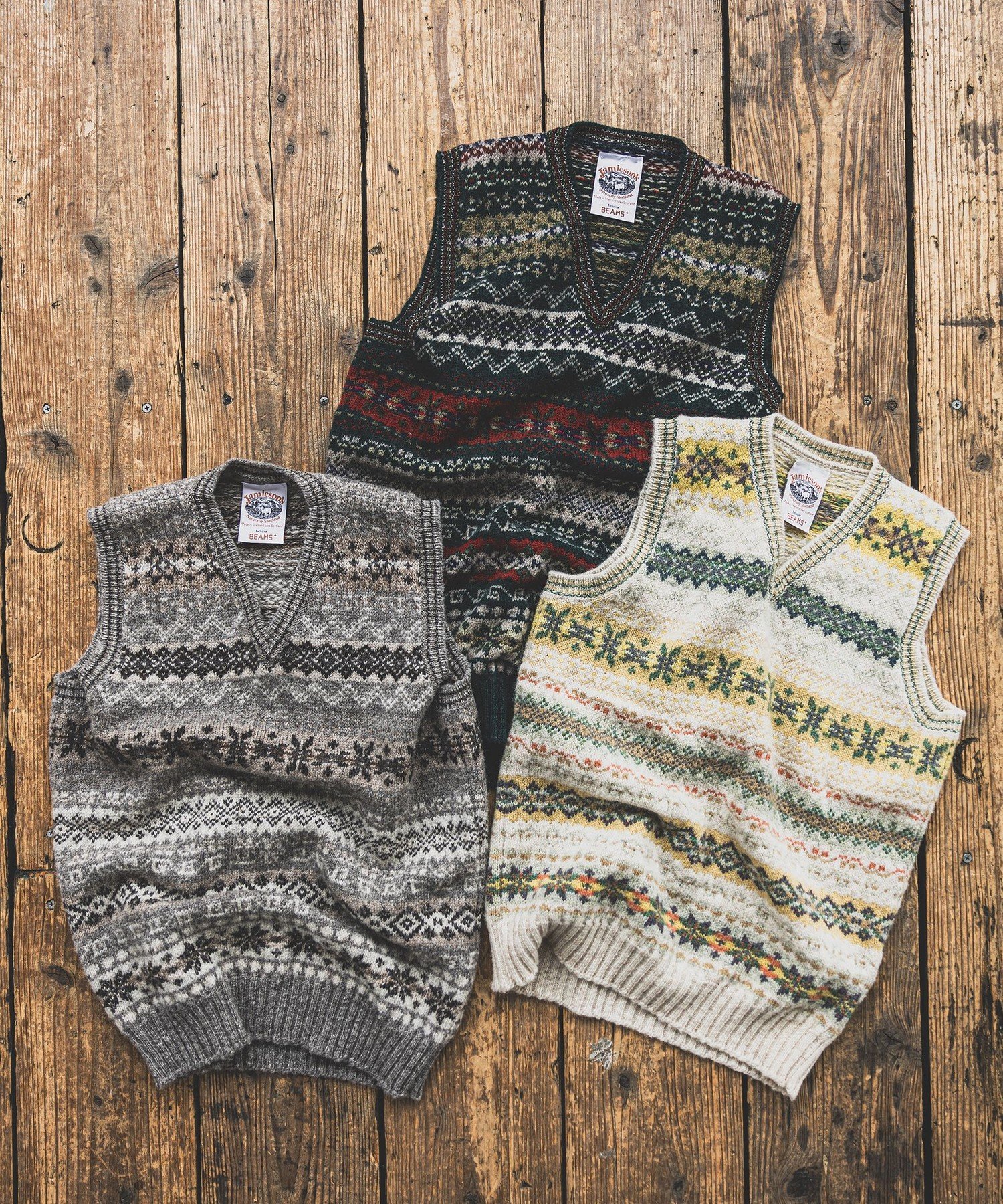 BEAMS MEN｜JAMIESON`S / 別注 Fairsile V-Neck Knit Vest | Rakuten