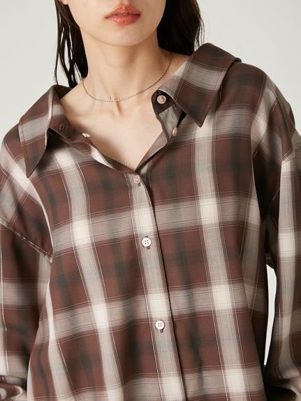 FRAY I.D｜オンブレラメチェックアシメシャツ | Rakuten Fashion(楽天