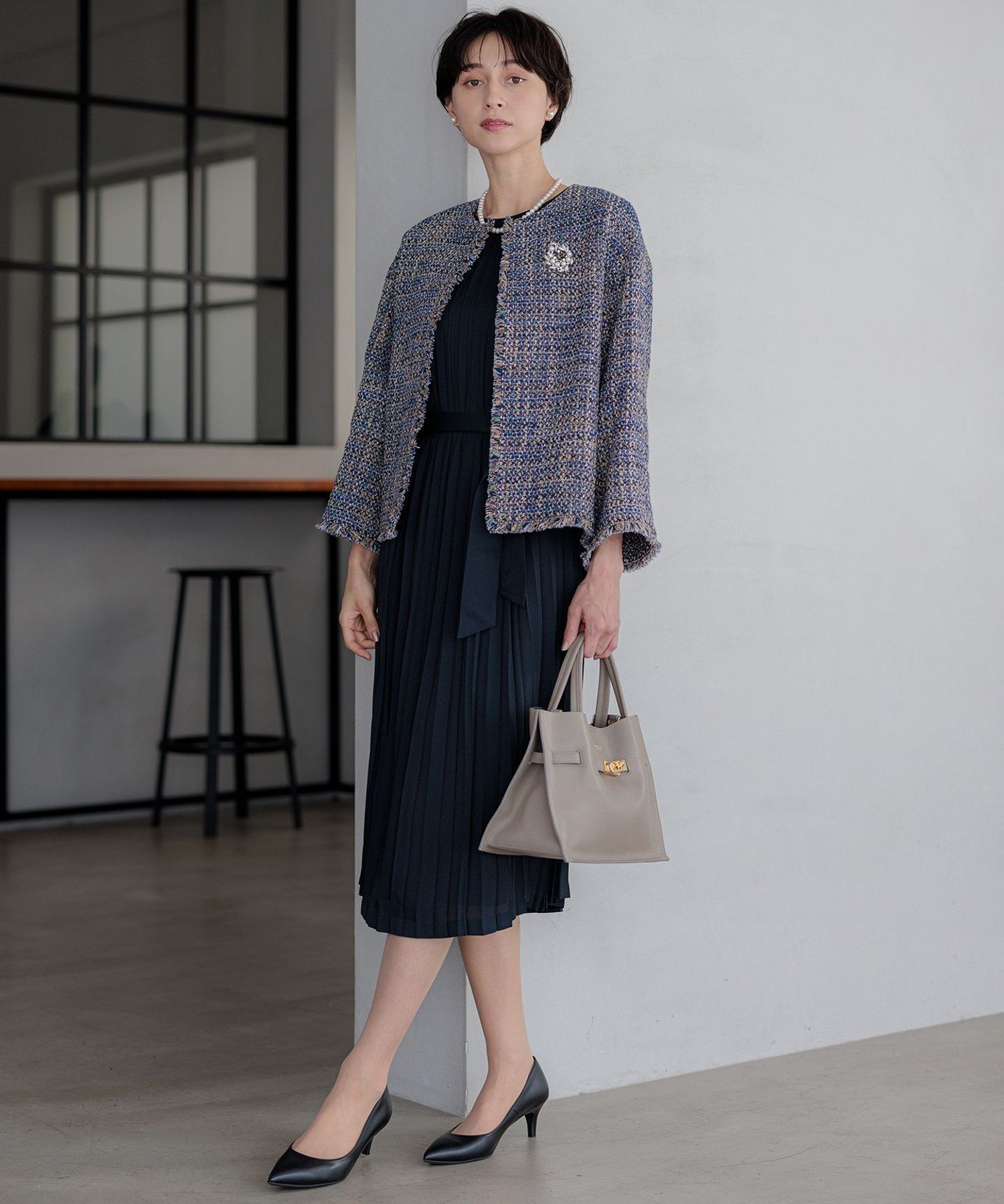 23区｜GIOLICA ノーカラー ツイード ジャケット | Rakuten Fashion