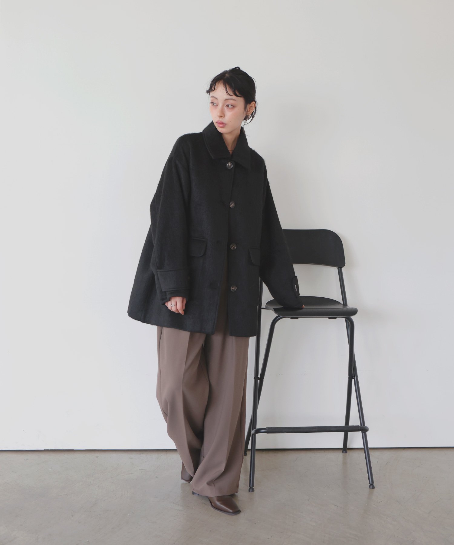 LIAN｜ステンカラーシャギージャケットコート | Rakuten Fashion(楽天