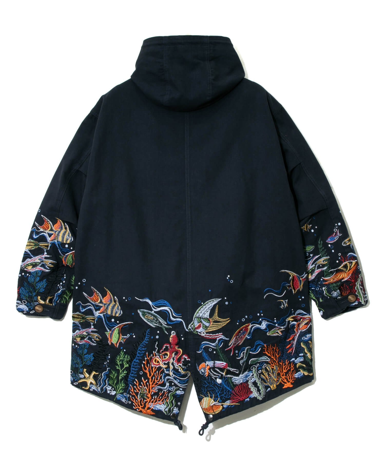 go slow caravan｜ライトキャンバスパネル刺繍モッズコート (MENS