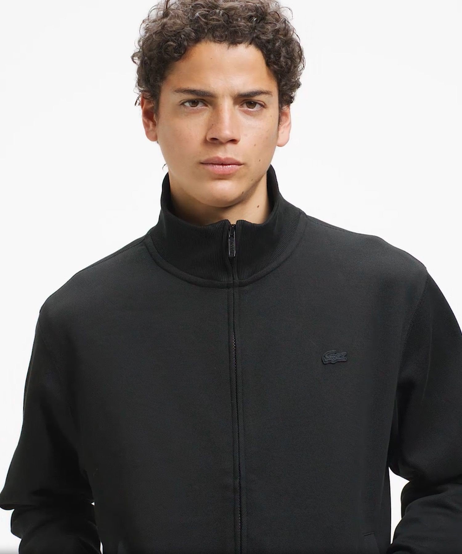 LACOSTE｜鹿の子ダブルジップ ハイネック ドライバーズニット