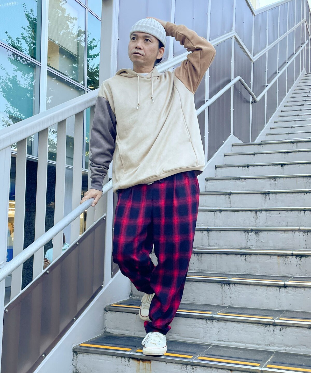 COMME CA ISM｜オンブレーチェック タックテーパードパンツ | Rakuten