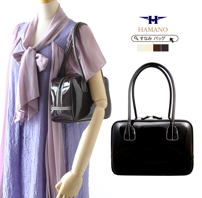 楽天市場】雑誌掲載 濱野 バッグ b5 エナメル ハンドバッグ 軽量 通勤