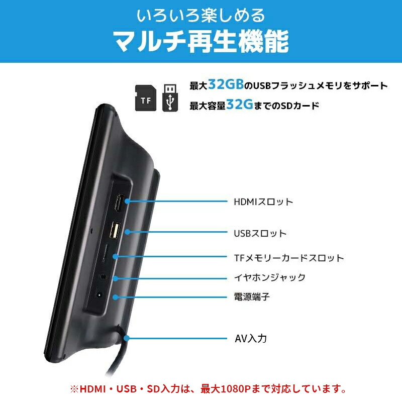 楽天市場】【2000円OFFクーポン配布中】ヘッドレストモニター 10.1