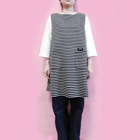 楽天市場】【アツコ マタノ】ボーダー 背付きニットエプロン