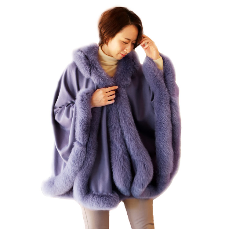 楽天市場】【10%offクーポン】カシミヤ ケープ SAGA フォックス ファー