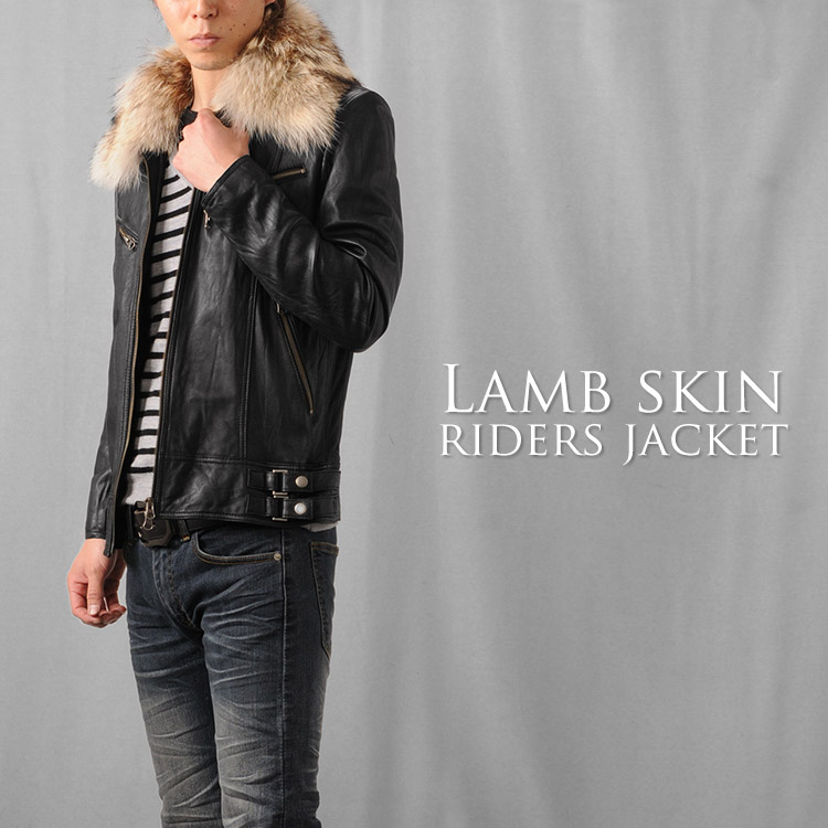 楽天市場】ラム レザー ライダース ジャケット メンズ ウォッシュ加工