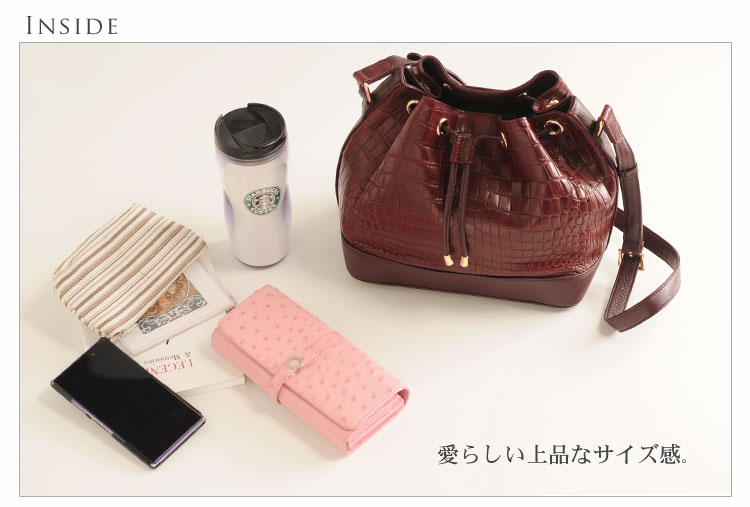 楽天市場】クロコダイル 巾着バッグ マット加工 レディース ショルダー