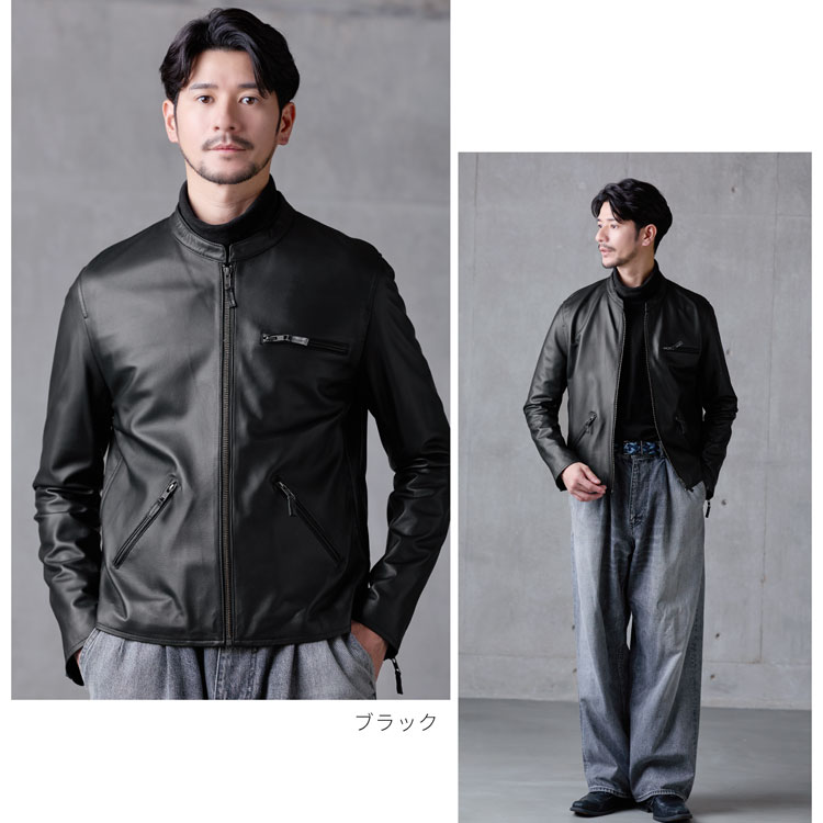 楽天市場】レザージャケット メンズ 本革 ラムレザー 軽量 シングル