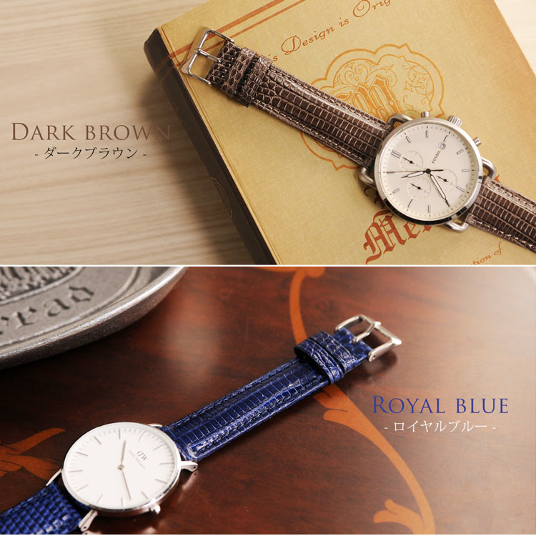 楽天市場】腕時計 ベルト 20mm 本革 防水 リザード レザー レディース