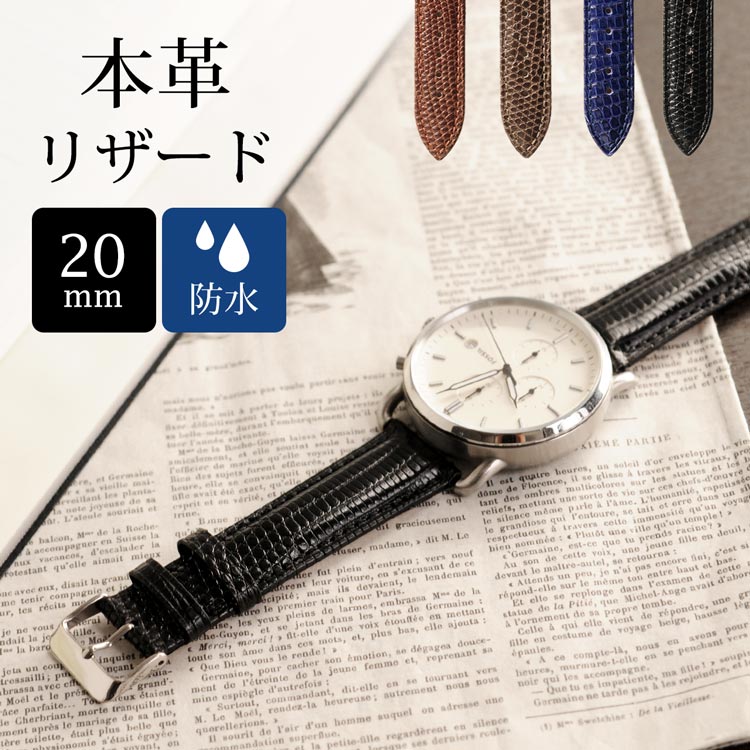 楽天市場】腕時計ベルト メンズ リザード 革 20mm バンド 時計 時計