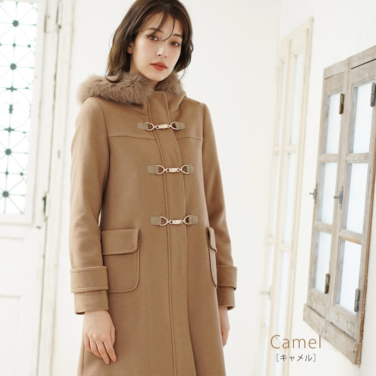 UNTITLED ダークブラウンダッフルコート アンゴラ・毛ロング Mサイズ