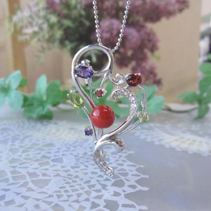 楽天市場】日本・高知産赤珊瑚 ブローチ ペンダント兼用 チェーン付