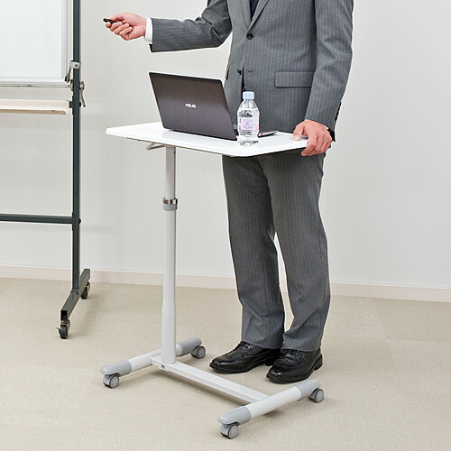 楽天市場】サイドテーブル キャスター 付き 高さ70〜84cm ガス圧昇降