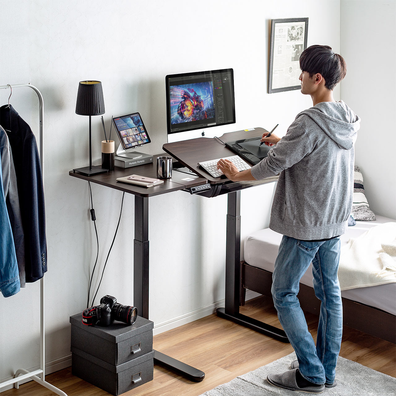 楽天市場】電動昇降デスク スタンディングデスク 幅120cm 引き出し 天