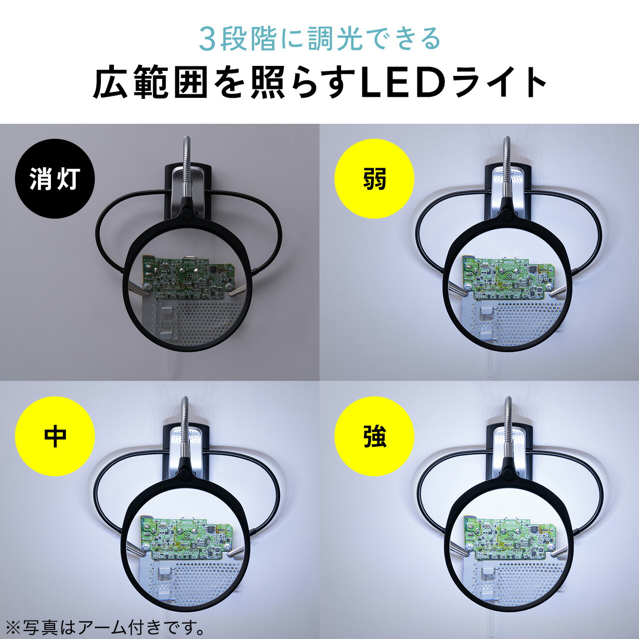 楽天市場】【楽天1位受賞】スタンドルーペ 拡大鏡 ライト付 クリップ付
