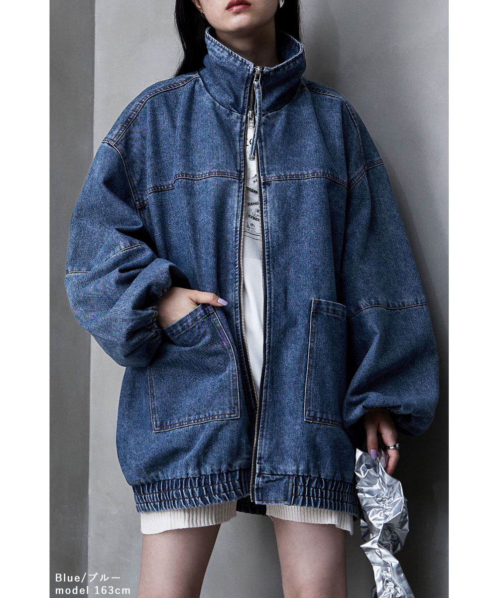 楽天市場】ダブルジップスタンドデニムブルゾン アウター ジャケット