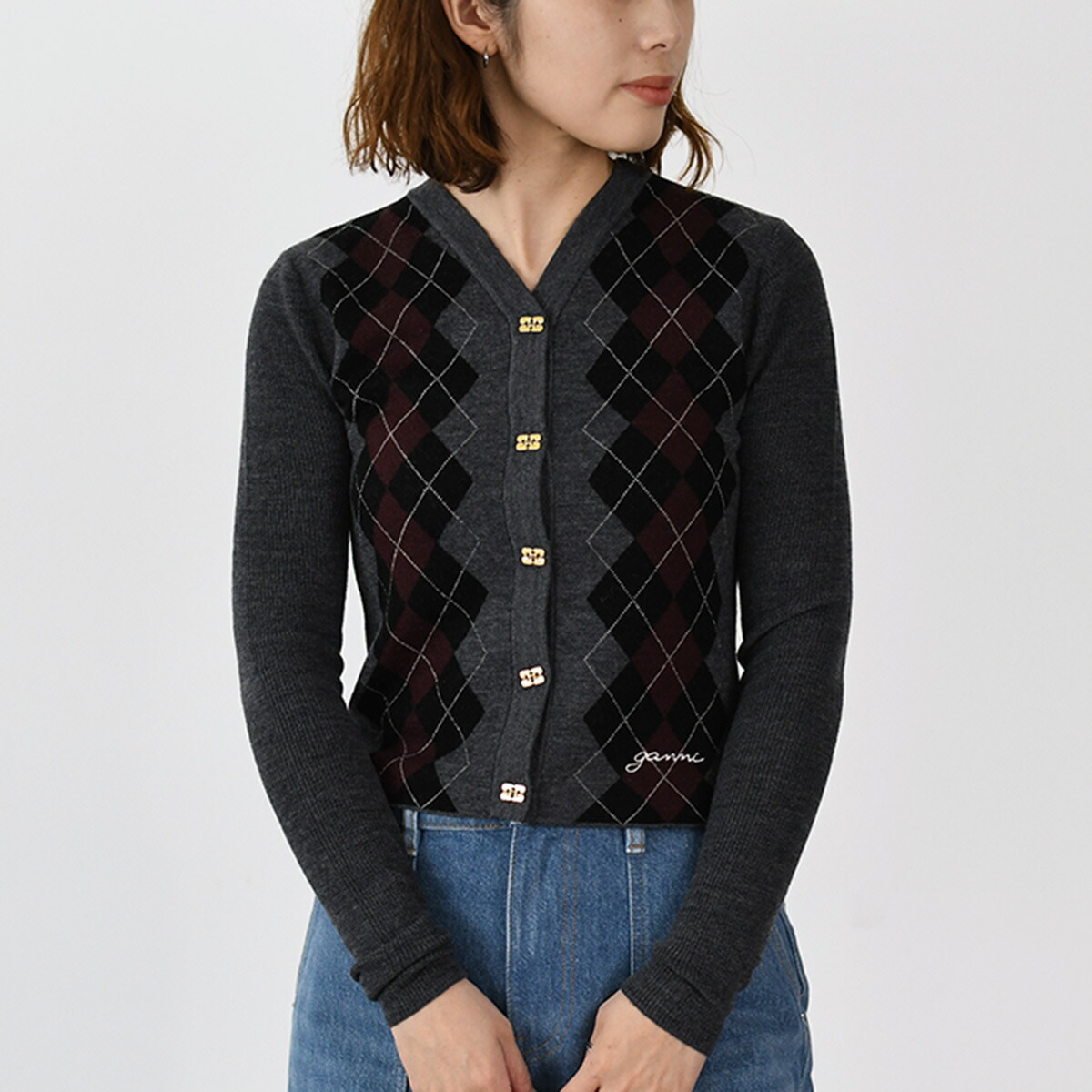 楽天市場】GANNI ガニー カーディガン トップス ARGYLE KNIT CARDIGAN