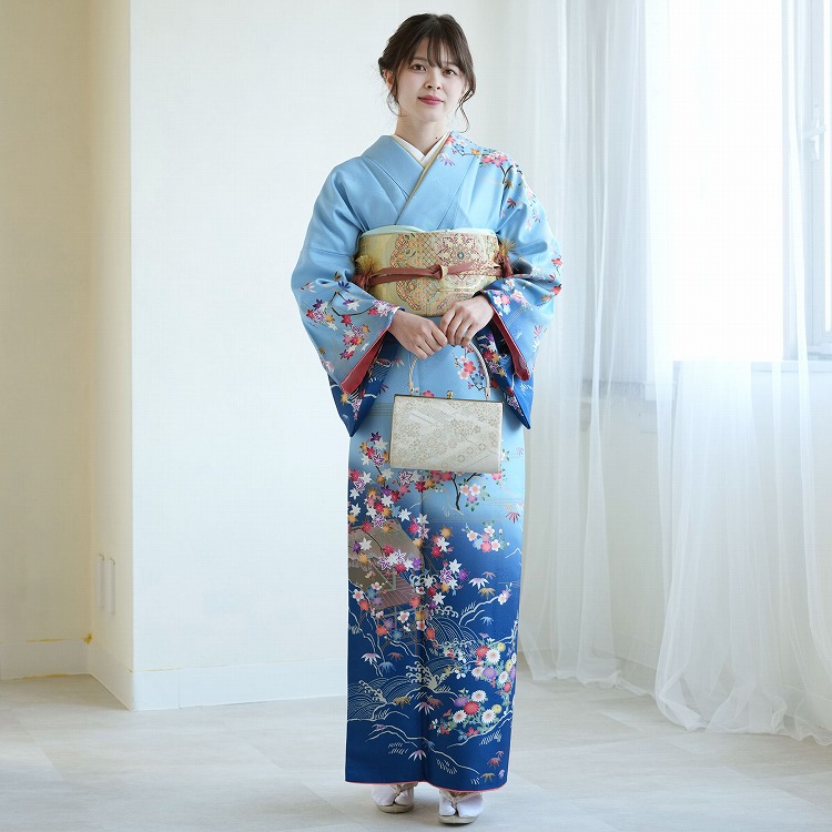 楽天市場】【レンタル】【訪問着 20点フルセット 水色と瑠璃色ぼかしに
