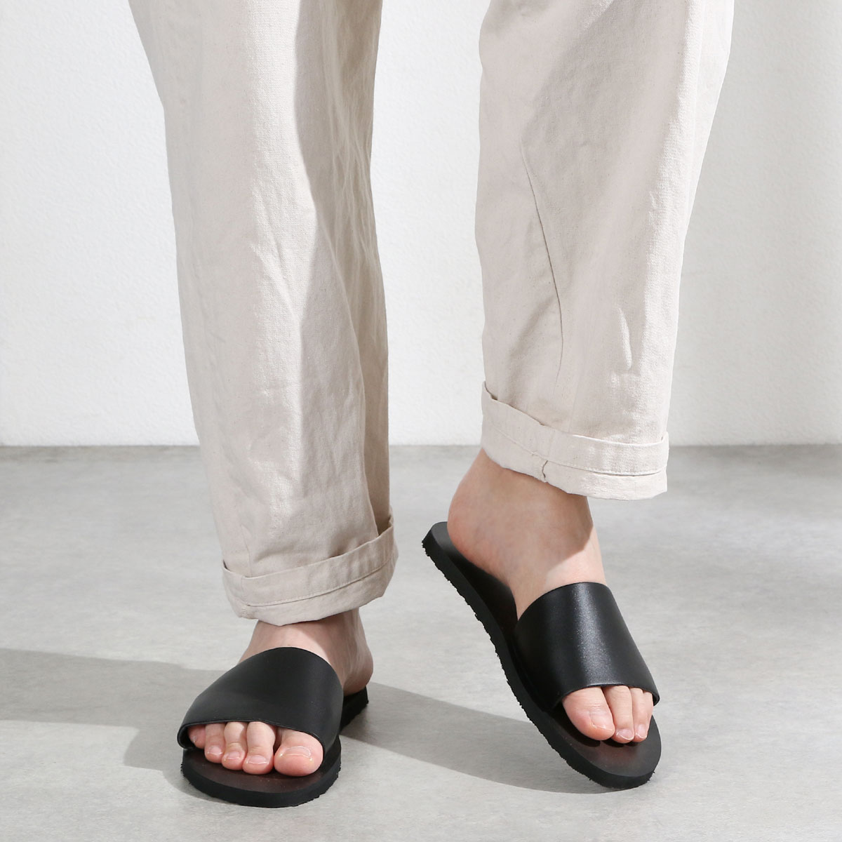 楽天市場】サンダル メンズ おしゃれ 革 レザー スライドサンダル