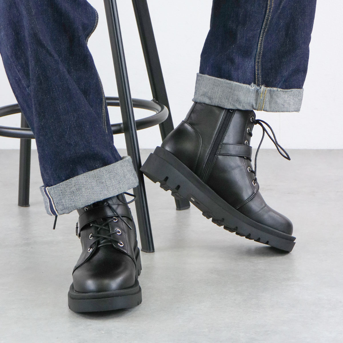 楽天市場】ブーツ レディース レースアップ ショート ベルト 厚底 5cm