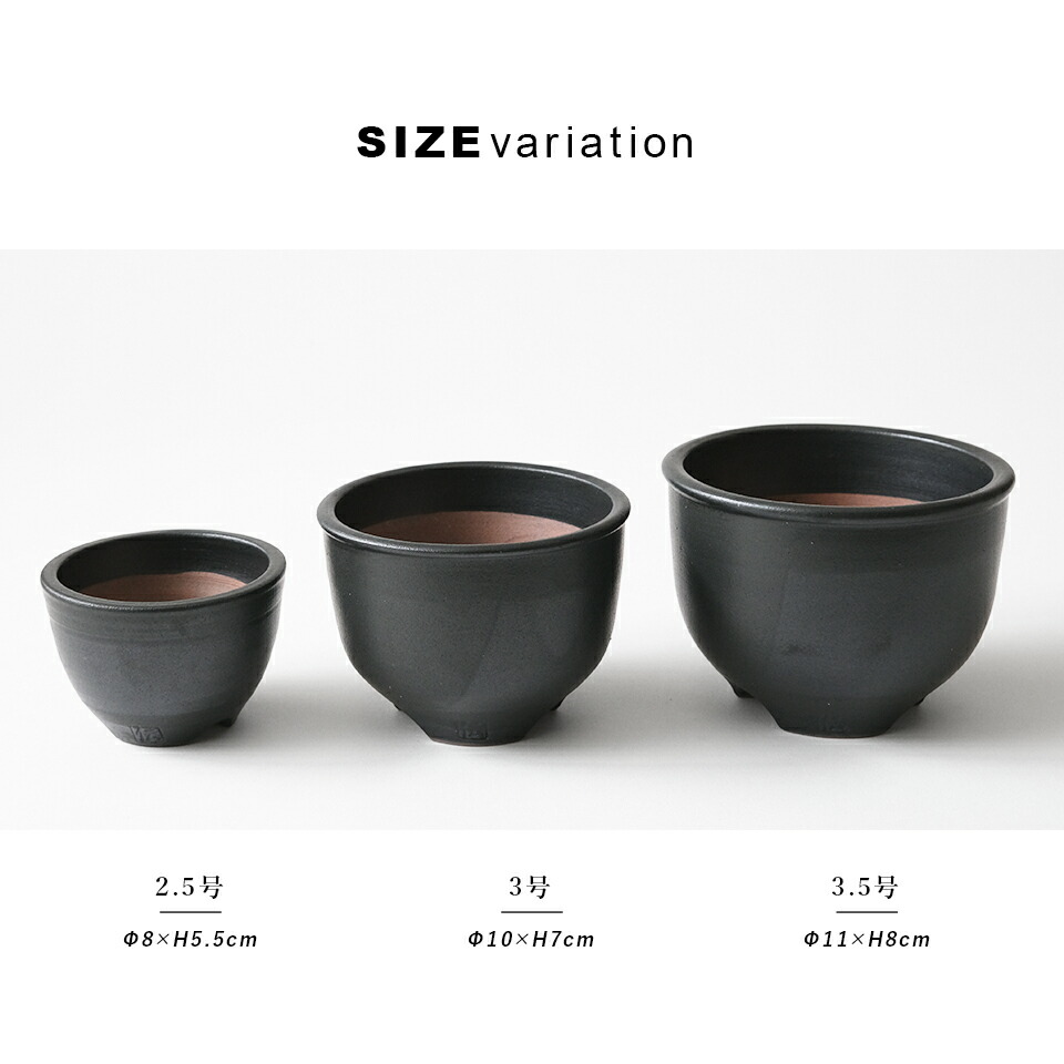 楽天市場】伝市鉢 コウロ型【ブラック】2.5号 φ8cm×H5.5cm 植木鉢 陶器