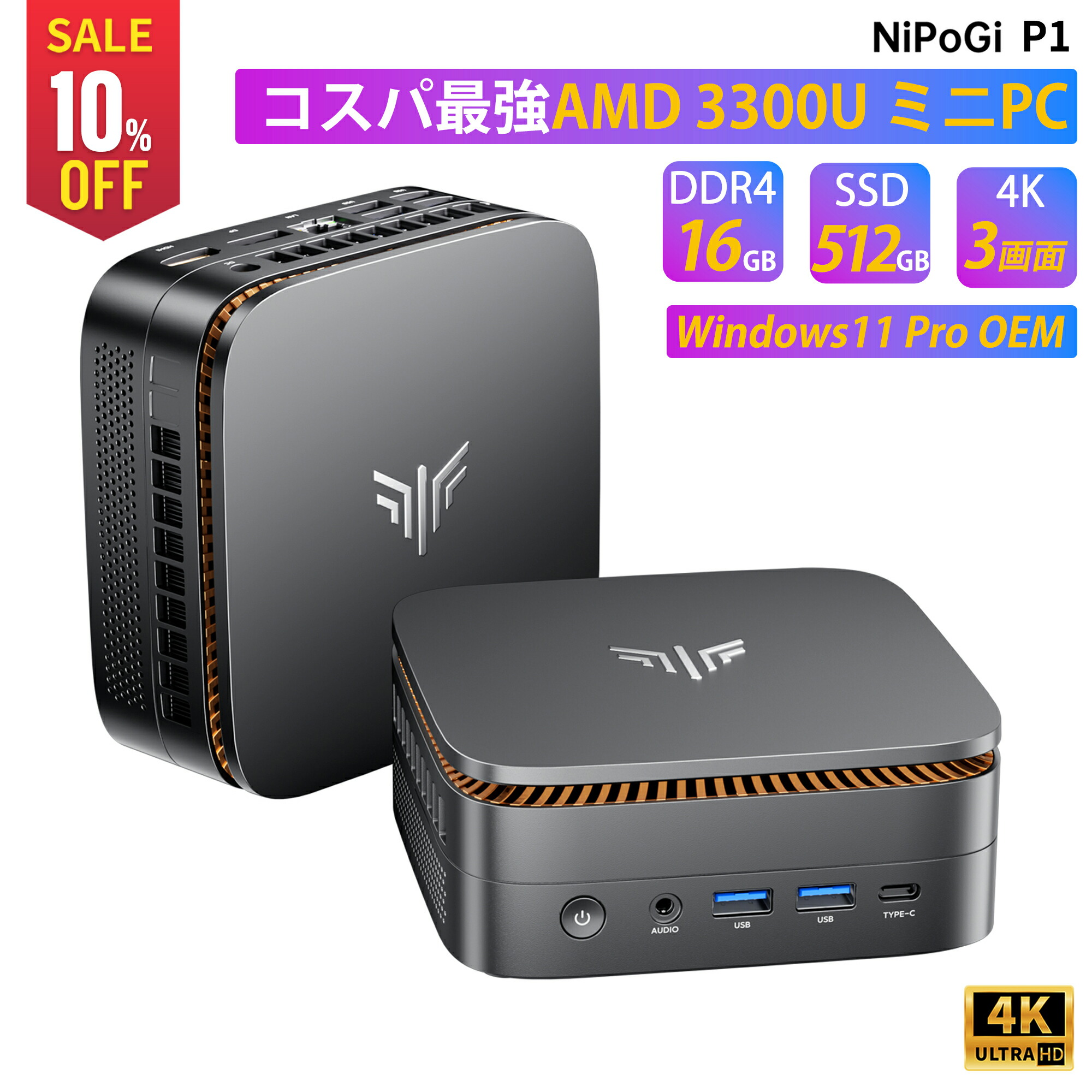 楽天市場】NiPoGi ミニPC Windows11 N5105 16GB 512GB SSDの通販